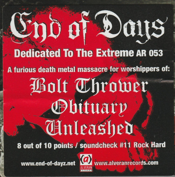 END OF DAYS – 'DEDICATED TO THE EXTREME' CD