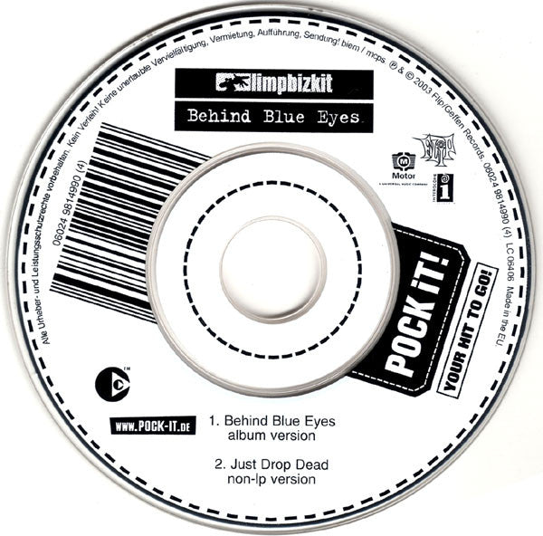 LIMP BIZKIT - 'BEHIND BLUE EYES/JUST DROP DEAD' POCK IT! MINI-CD
