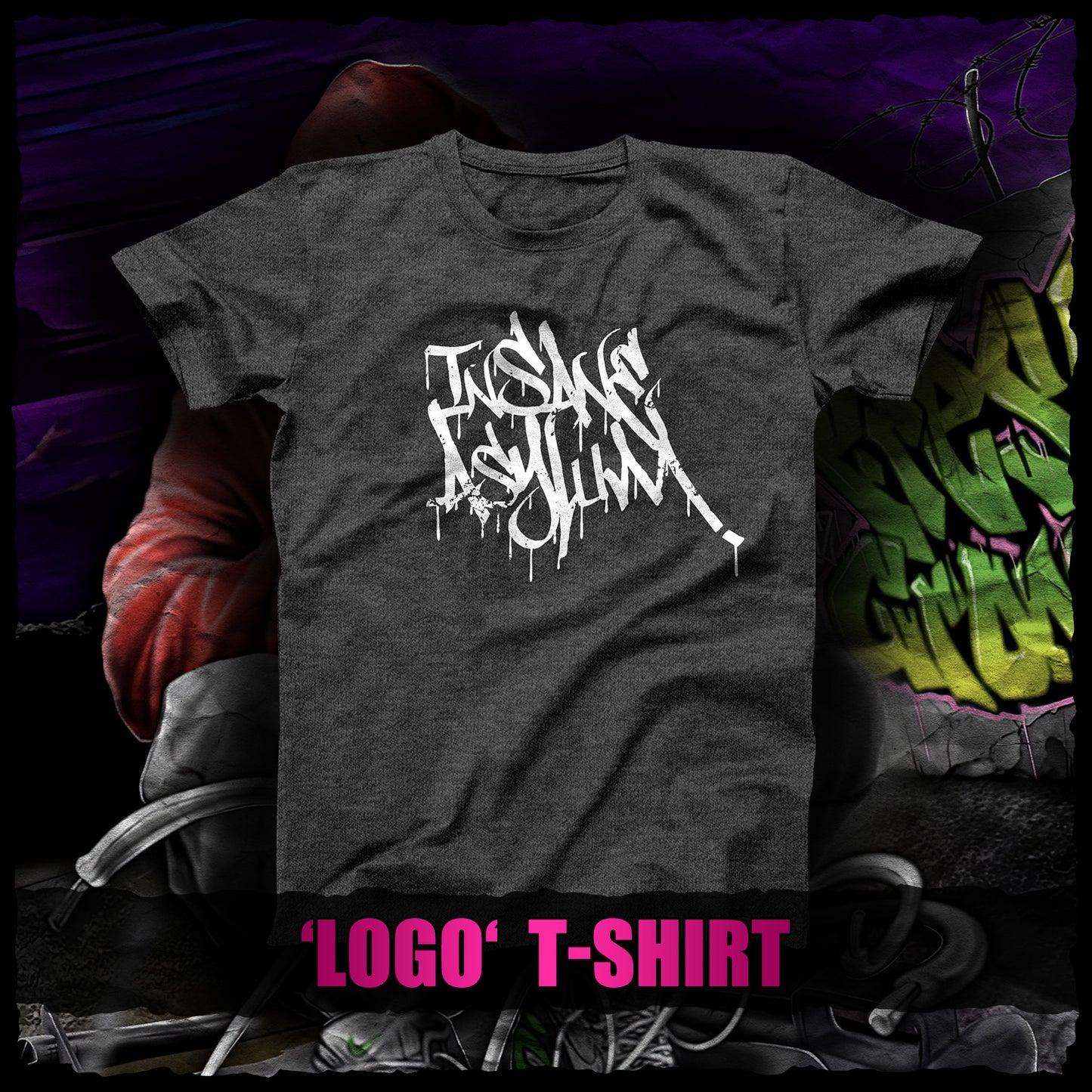INSANE ASYLUM "CLASSIC LOGO GREY" SHIRT