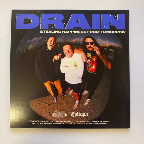 DRAIN - 'STEALING HAPPINESS FROM TOMORROW' SINGEL [7" VINYL-BLUE W/WHITE SPLATTER-W/SILK SCREENED B-SIDE]