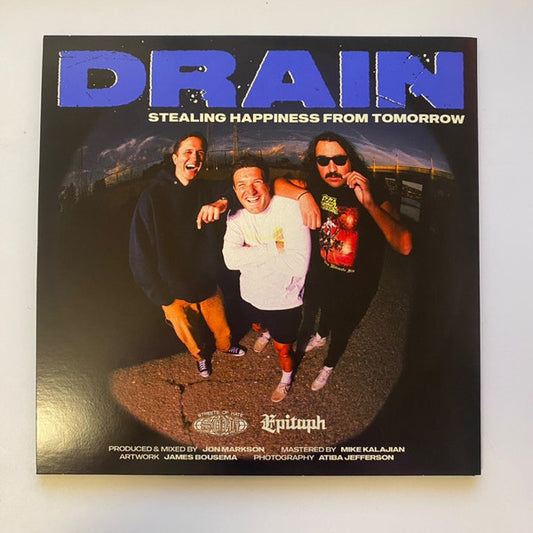 DRAIN - 'STEALING HAPPINESS FROM TOMORROW' SINGEL [7" VINYL-BLUE W/WHITE SPLATTER-W/SILK SCREENED B-SIDE]
