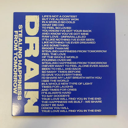 DRAIN - 'STEALING HAPPINESS FROM TOMORROW' SINGEL [7" VINYL-BLUE W/WHITE SPLATTER-W/SILK SCREENED B-SIDE]
