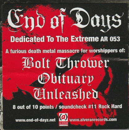 END OF DAYS – 'DEDICATED TO THE EXTREME' CD