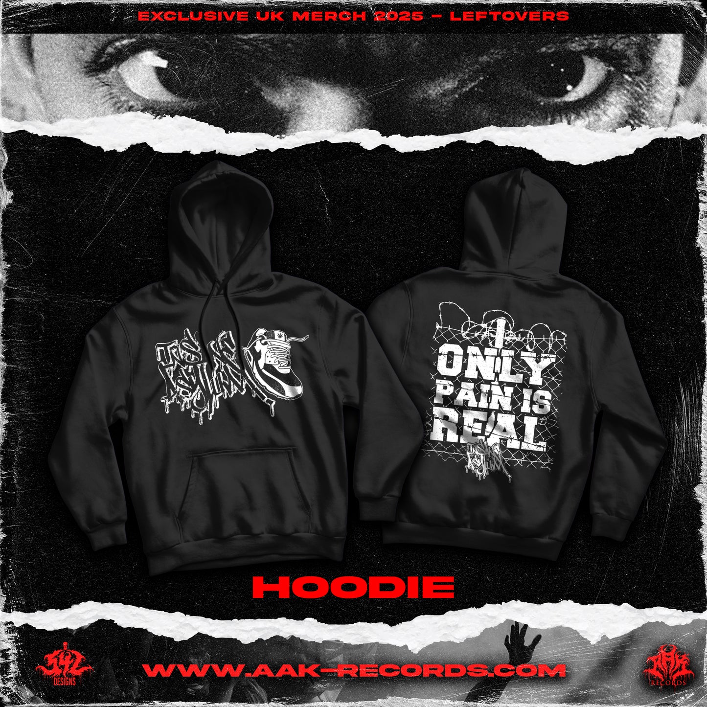 INSANE ASYLUM 'ONLY PAIN IS REAL' HOODIE BLACK
