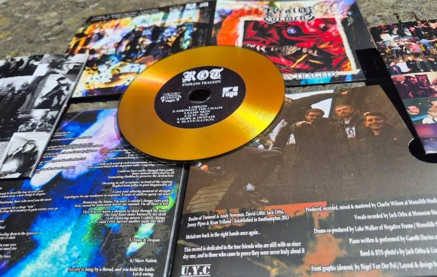 REALM OF TORMENT - "ENDLESS TRAGEDY" [SPECIAL EDITION VINYL LOOK CD] GOLD/WHITE